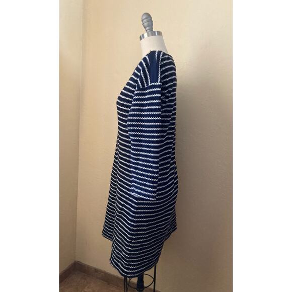Talbots Women's Knit Sheath Dress Size MP Dark Navy Blue Striped - Picture 10 of 12